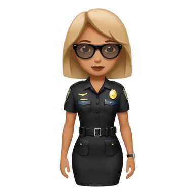 woman police wearing black dress with sun glasses sticker