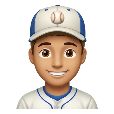 man with a baseball cap, happy face sticker