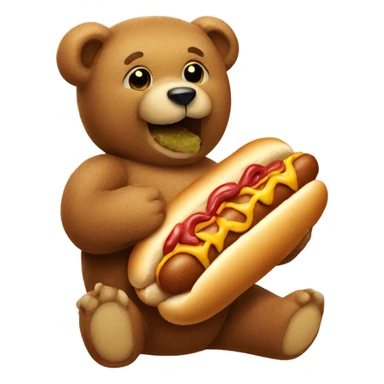 Teddy bear eating a hotdog sticker