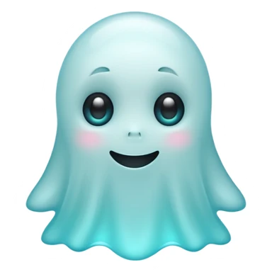 Cute cyan ghost character with big adorable eyes and a small smile sticker