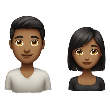 a couple. dark brown boy with black hair and a brown girl with straight hair  sticker
