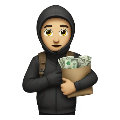 The thief was carrying a bag filled with money sticker