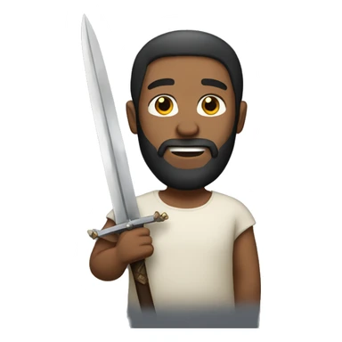 BROWN MAN WITH BEARD HOLDING A SWORD sticker