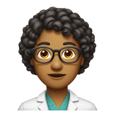 Dessine-moi une doctoresse avec de longs cheveux noirs, des yeux noirs ondulés et des larges lunettes marrons. sticker