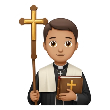 A priest with a bible and cross sticker