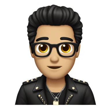 Guy with dark black hair and elvis hair sticker