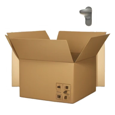 door with cardboard box in front of it sticker