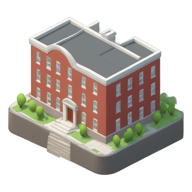 isometric, modern, curved red brick, single level,  building sticker