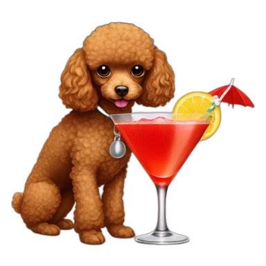 red toy poodle drinking cocktails with umbrella  sticker