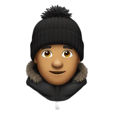 Full face boar with stubble in a black adidas winter hat sticker