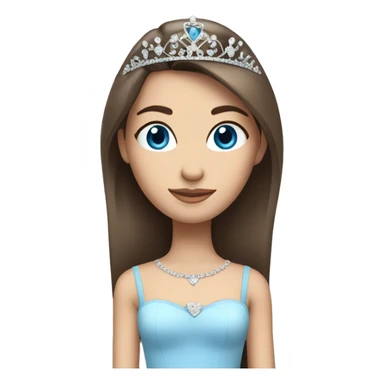 Girl with straight brown hair and blue eyes and long bottom eyelashes and a tiara sticker