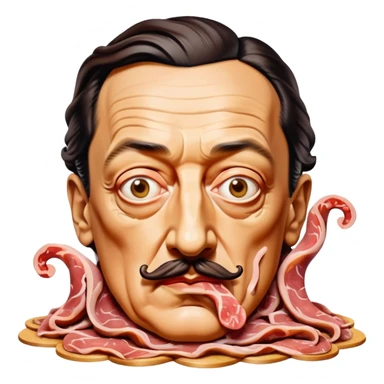 Salvadore dali with melting moustache made of spam meat portrait sticker