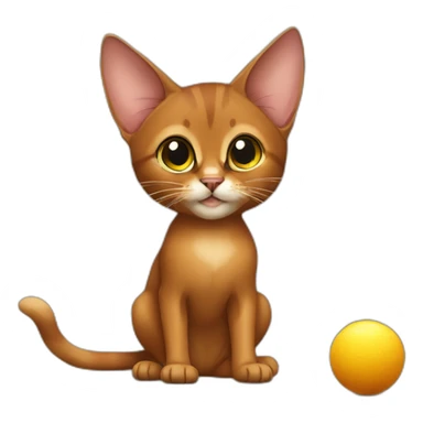 Abyssinian cat play with a small fur ball sticker