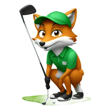 A fox playing golf sticker