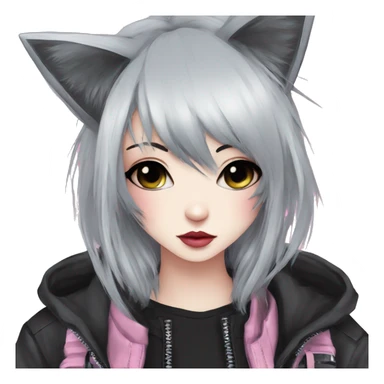 Edgy Kawaii Cute Cool Cartoon Anime Punk Techwear Catgirl sticker