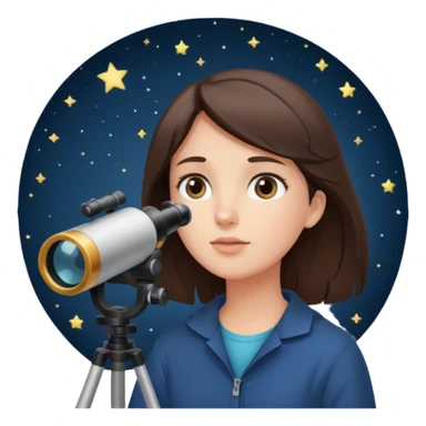 brunette person stargazing with a telescope sticker