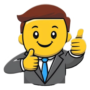 cheerful office worker with thumbs up, big smile sticker