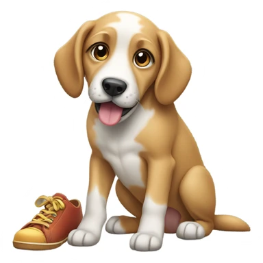 Dog eating shoe sticker