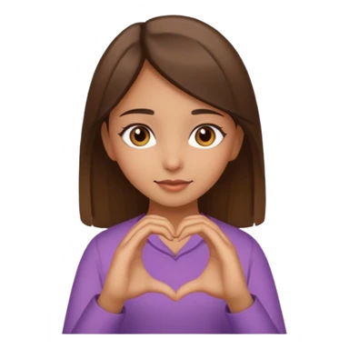 Girl with hazel eyes olive skin tone and brown straight hair making a heart with her hands  sticker