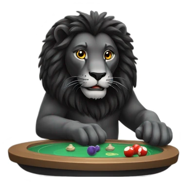 Black lion playing a game sticker
