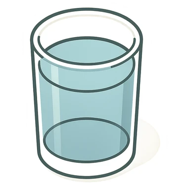 top view of a glass of water, 2D isometric style, highly detailed drawing, shadows and highlights, clean contours, soft lighting, transparent background sticker