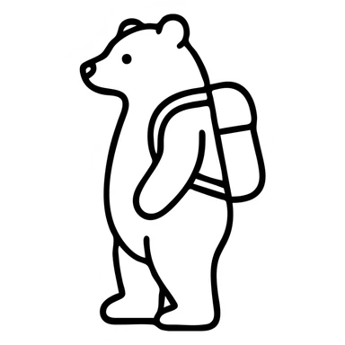 A bear wearing a backpack, standing upright sticker