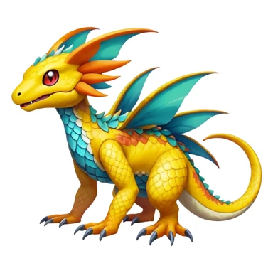 exotic fantasy-creature-Fakémon-Pokémon, full body, with random markings sticker