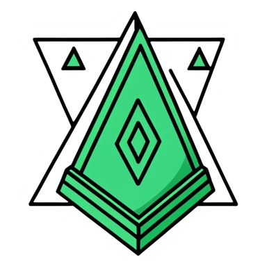 Ancient Maya emotion symbol, strictly only white and deep dark green colors, geometric sharp lines, angular, minimalist glyph style sticker