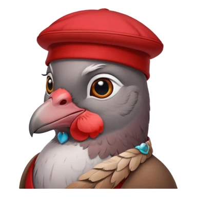 Stinky pigeon wearing a fez hat sticker