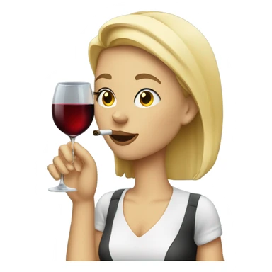Blonde girl smoking a cigarette while holding wine  sticker