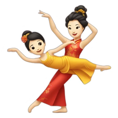 Danseuse chinoise et son enfant  sticker