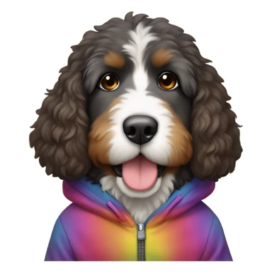 Bernedoodle wearing hoodie sticker