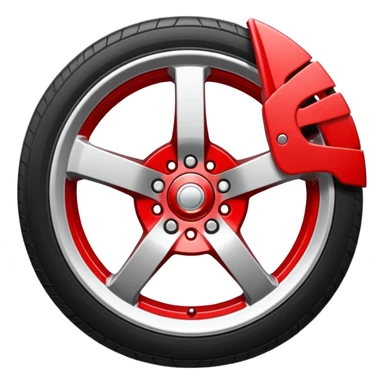 car wheel with red caliper sticker