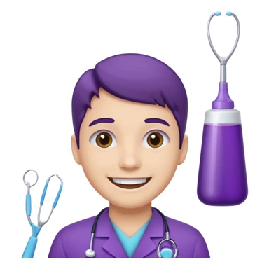 Dentist with purple uniforms  sticker