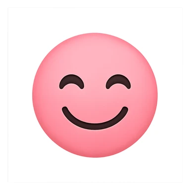 pink face with smiling expression emoji, digital illustration sticker