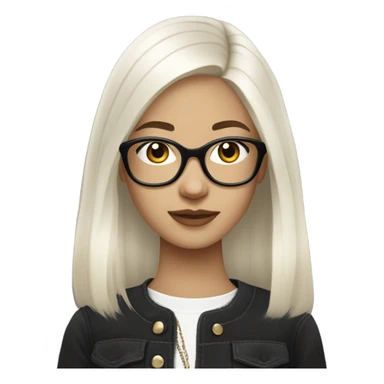 Chanel but has white straight hair a teen and a nerd sticker