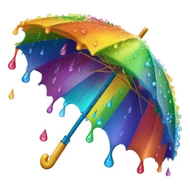 Rainbow umbrella made of flowers with dew drops dripping off and a large handle  sticker