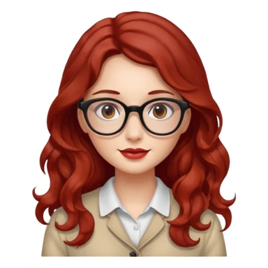 ABeautiful girl, red hair,wavy hair，long hair,Black eyes,Chinese con lentes color ojos cafe oscuro sticker