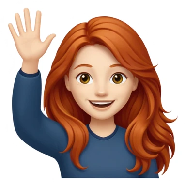 Excited long haired redhead waving sticker