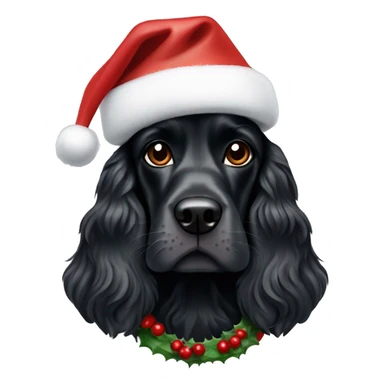 black cocker spaniel with christmas hat sticker