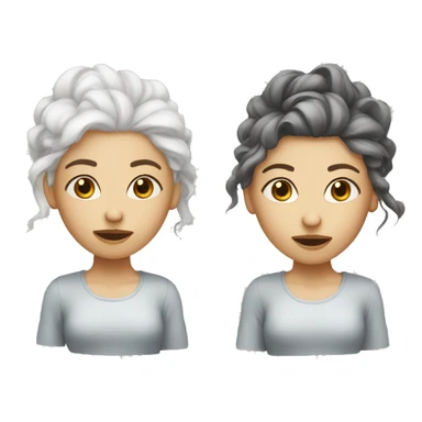 blown hair girl with white face and without bang sticker