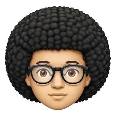 light skin nerd with glasses and afro hairstyle sticker