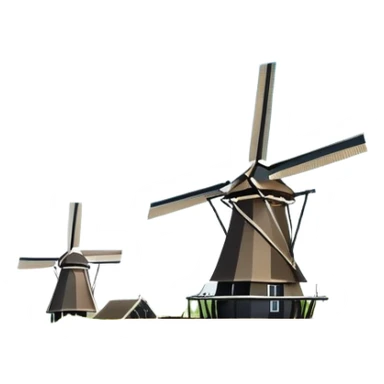 cinematic-realistic-kinderdijk-windmills-landmark-emoji,-showcasing-traditional-dutch-windmills-aligned-along-a-tranquil-canal,-with-lush-green-fields in a picture frame sticker