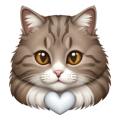 Grey Brown cat with a white heart sticker
