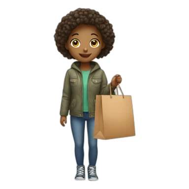 Girl with shopping bag sticker
