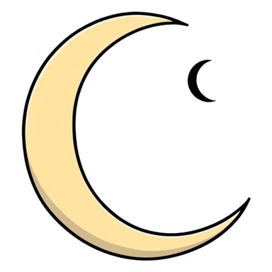 khaki crescent moon with a small heart sticker