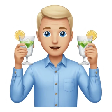 White man blue eyes cheers with two gin drinks sticker