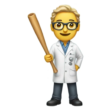 scientist holding baseball bat tubes sticker