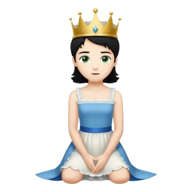 Prince with crown, standing, black hair, blue eyes, and maid, blonde Hair, green eyes, white short sleveless dress, kneeling  sticker