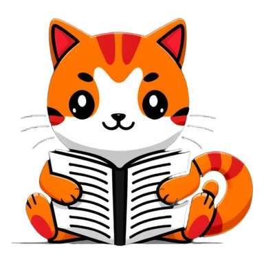 red cat reading a book sticker